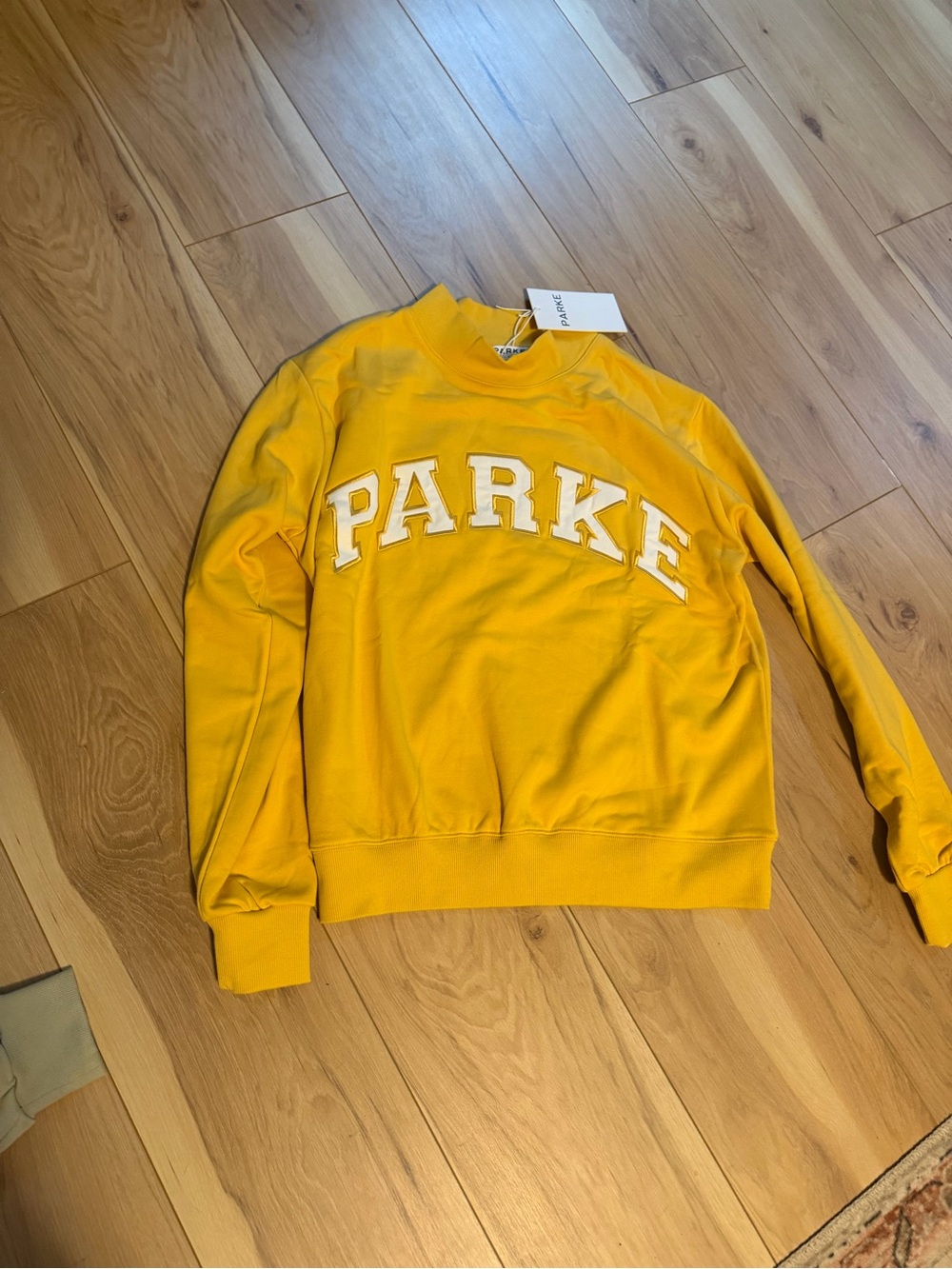 Parker Women's Yellow Crewneck Sweatshirt with Varsity Logo